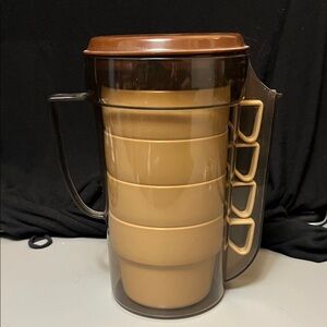 Vintage Plastimat Stackable Brown Pitcher Set